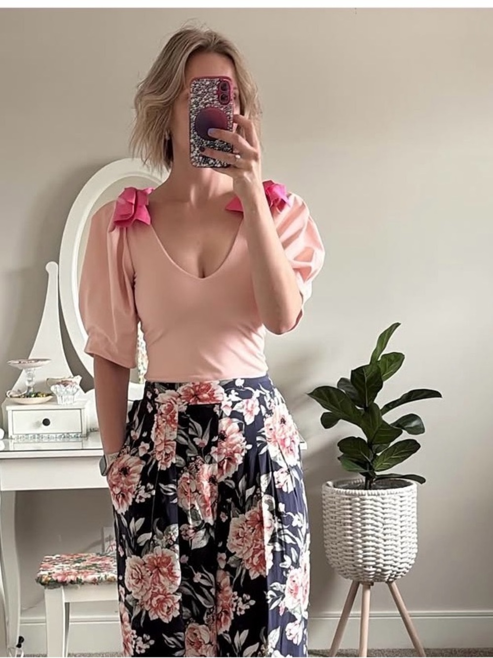 Free People What A Girl Wants Bow Puff Sleeve Bodysuit.